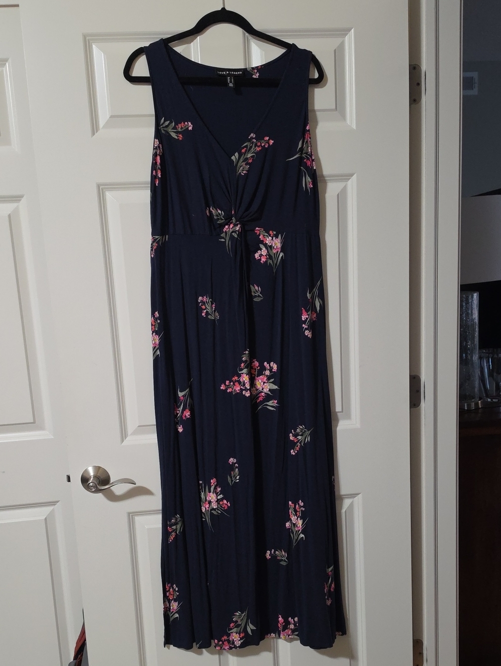 Love & Legend Navy Floral Tie-Waist Maxi Dress